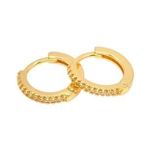 Gold rhinestone dainty huggie hoop earrings